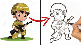 Ganteng!! Cara menggambar tentara tni | how to draw soldiers step by step