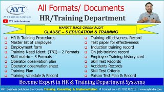 HR / Education \u0026 Training Documents, Systems \u0026 Formats as per IATF / ISO / MACE - MARUTI VSA Audit