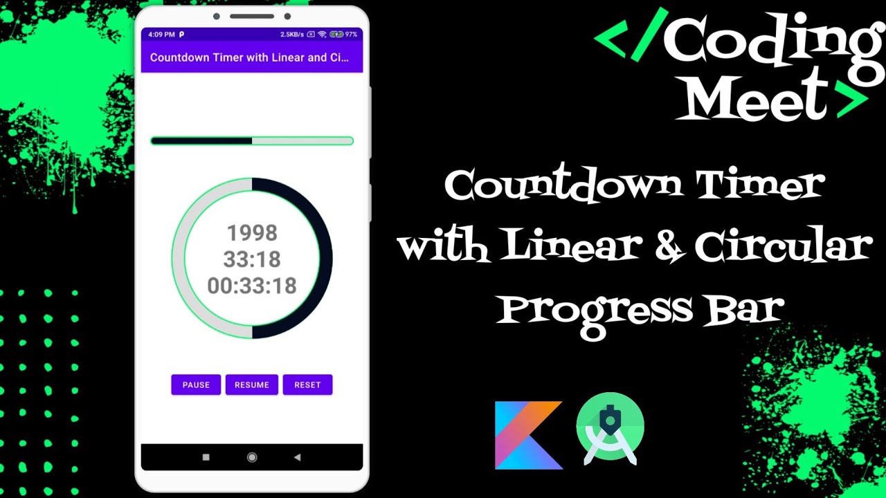 How To Implement Countdown Timer With Linear & Circular Progress Bar In ...