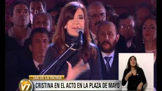 Visión 7: Cristina en el acto en Plaza de Mayo