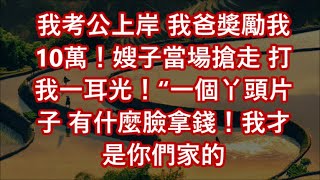 我考公上岸 我爸獎勵我10萬！嫂子當場搶走 打我一耳光！“一個丫頭片子 有什麼臉拿錢！我才是你們家的