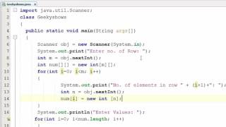 85. Dynamic Memory Allocation in Jagged Array Java Programming (Hindi)