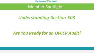 Understanding Section 503  Are you ready for an OFCCP Audit