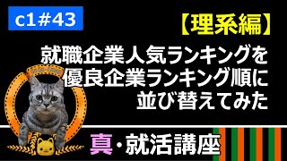 【真・就活講座】 c1#43 就職企業人気ランキングを優良企業ランキング順に並び替えてみた【理系編】