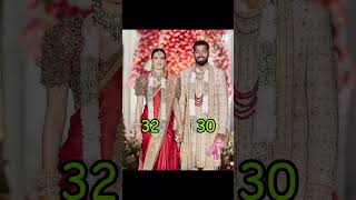 Indian  cricketers and their wife age gap#shorts #cricket #shorts #ytshorts  #trending #viralreels