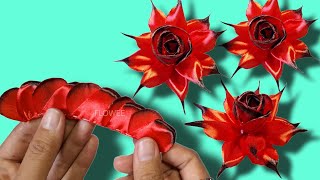 Amazing satin ribbon ROSE flower tutorial - DIY - How to make Ribbon Flowers