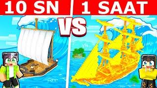 10 SANİYE VS 1 SAAT: En Güvenli Tsunami Gemisi! 🌊⛵ | Minecraft