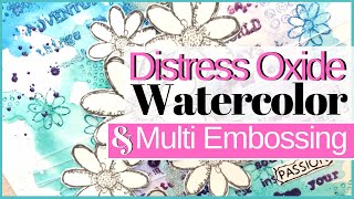 Distress Oxide Watercolor - Multicolor Embossing & Rubber Dance Stamps Crafty Sisters YouTube Hop