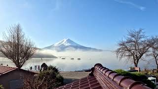 難得一見 霧鎖富士山 河口湖湖舞家 富士山絕景 縮時拍攝