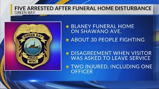 30 people fighting at Green Bay funeral home, five arrested & one officer injured
