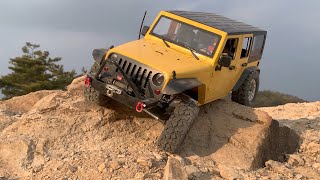 Cheap Jeep Wrangler Rubicon Hard Body + Gmade GS02F Chassis Test Run.