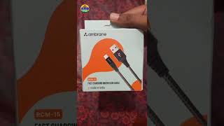 Ambrane fast charging micro USB cable unboxing.