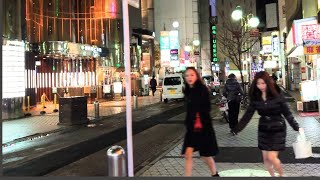 Fukuoka City Walking Tour 4k Nakasu district 🌌✨empty street and walk on an icy road🌬️