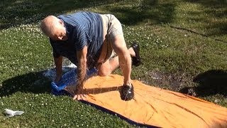 GRANDPA HITS THE SLIP 'N SLIDE!