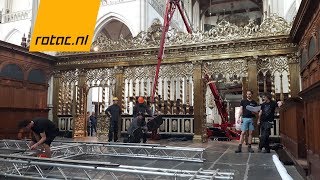 Rotac - glasplaat hijsen in de Nieuwe Kerk Amsterdam