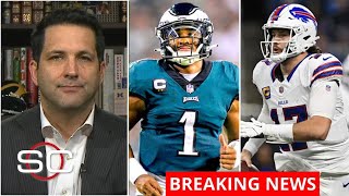 ESPN SC | Adam Schefter updates on Jalen Hurts \u0026 Josh Allen injuries: Eagles loss, Bills win vs Pats