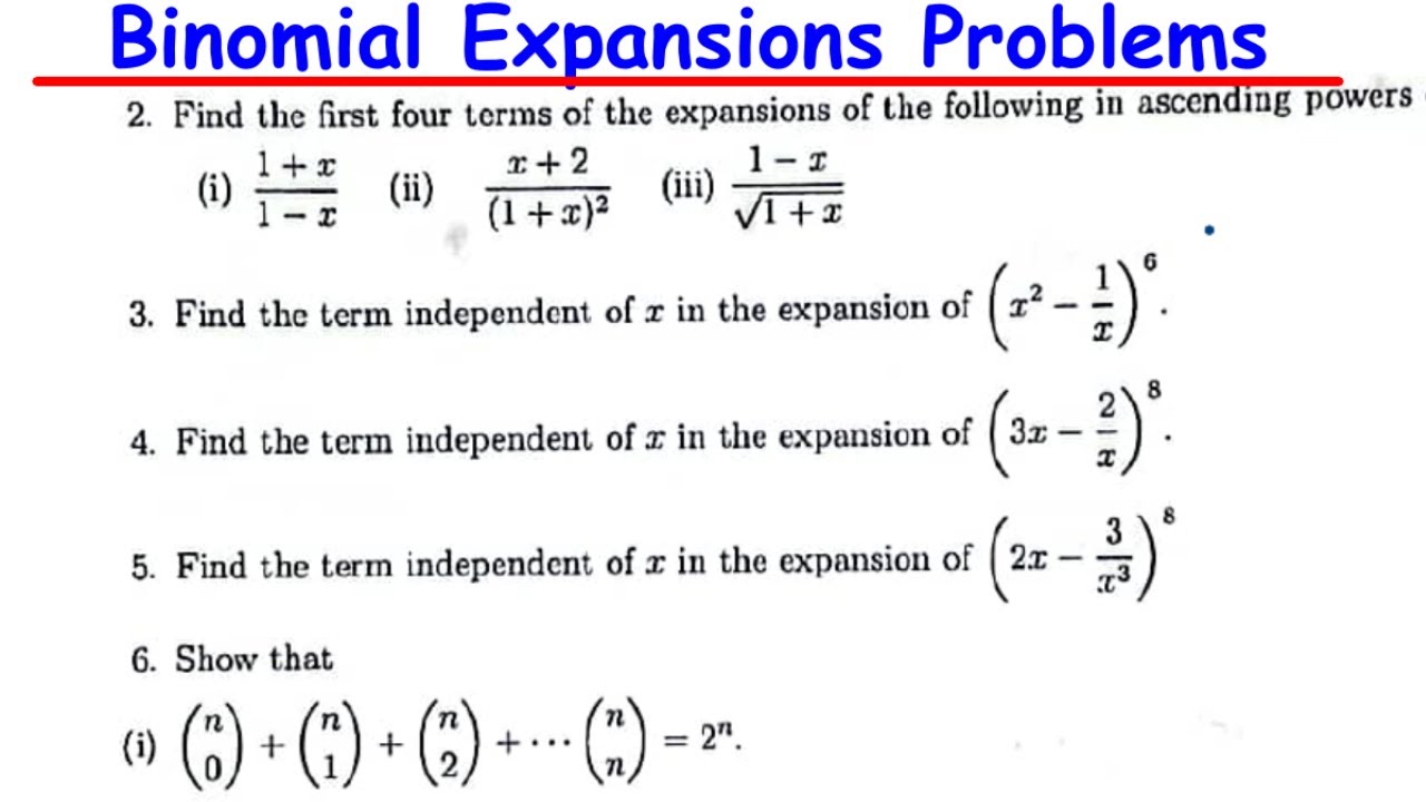 Binomial Expansions Practice Tutorial Sheet 6 Math 1100 Youtube