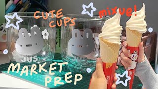 prepare for an art market! | making cups, stickers, balancing uni, trying mixue!