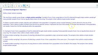 Math 14 1.3 Objective 1: Define simple random sampling