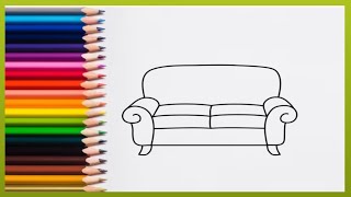 How to draw sofa easy step by step | sofa drawing by easy drawing.#2024drawing #208