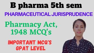 Pharmacy Act 1948 Pharmaceutical Jurisprudence mcq | MCQ for GPAT preparation | Perfect Pharmacy