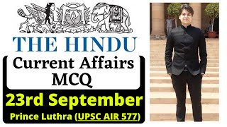 23 September 2021 | Daily Current Affairs MCQ | The Hindu | Prince Luthra (AIR 577)| UPSC UPPCS EPFO