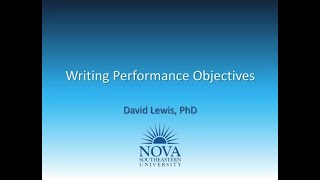 Writing Performance Objectives