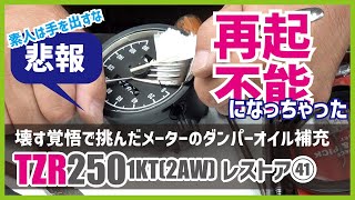 ㊶TZR250 1KT　スピードメーターから異音　分解してダンパーオイルを補充しようとしたが、逆にメーターをぶっ壊してしまった｜TZR250 1KTレストア動画