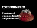 A demonstration of next-generation FEA solver Coreform Flex on four challenging problems