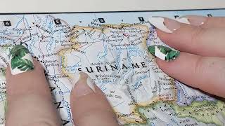 ASMR ~ Suriname History \u0026 Geography ~ Soft Spoken Map Tracing Google Earth Tablet Tapping