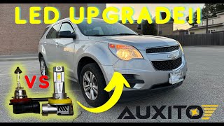 Chevy Equinox halogen to LED bulbs, Auxito review and install