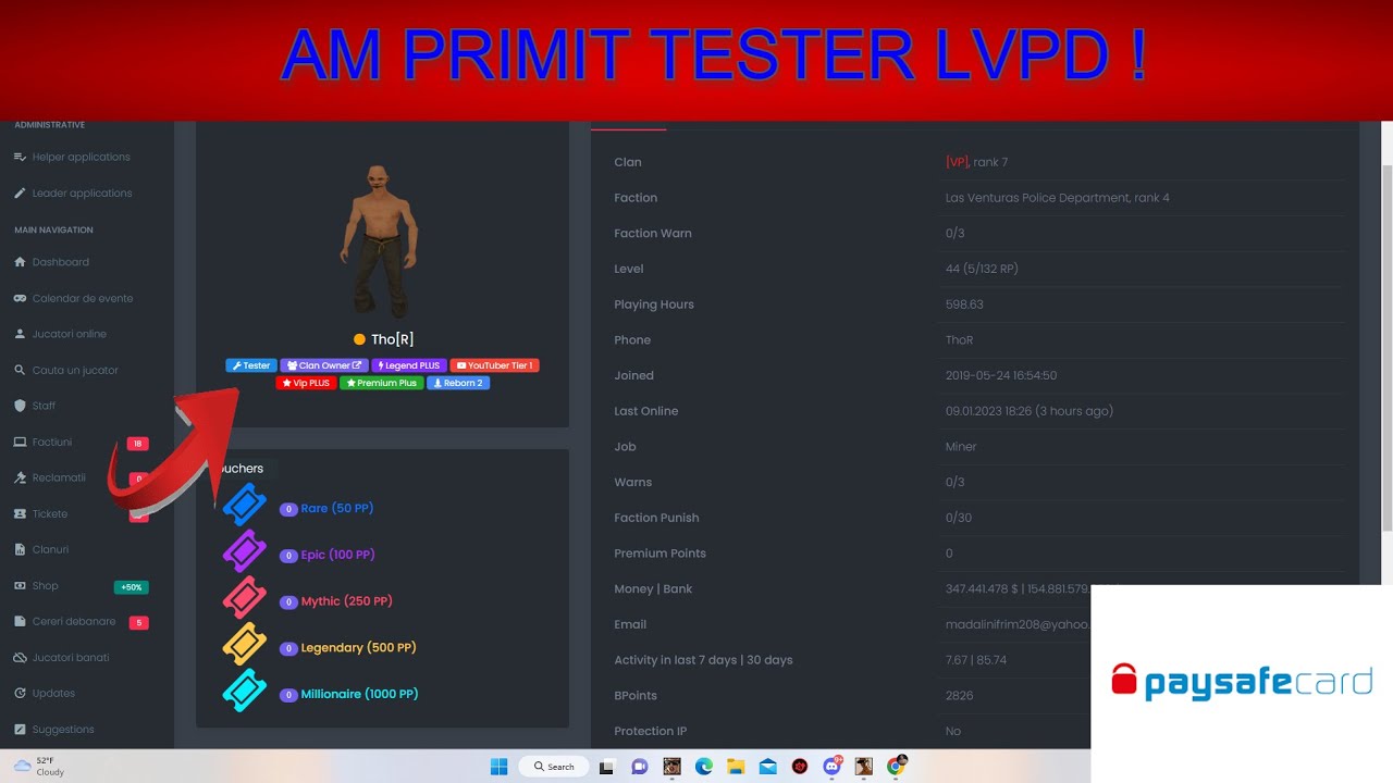 AM PRIMIT FUNCȚIA DE TESTER PE PAYSAFE! RPG.B-HOOD.RO - YouTube