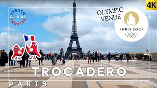 PARIS FRANCE 2024 Olympic Games Venue Walking Tour 4K 🇫🇷Trocadero ➜ Garden Eiffel Tower View