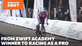 Maud Oudeman takes on her first pro races after winning Zwift Academy : World of Zwift Episode 60