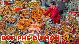 Choáng ngợp với hàng CƠM TRƯA NHÀ NẤU 18 MÓN, khách ăn tự chọn món múc cơm như buffet