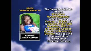 Mary Anna Newton-Alexander ~ Short Obituary