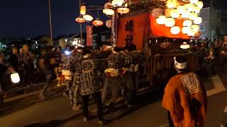 大野祭り2019 宵神楽MAH03856橋詰町・紅葉車　橋上　どんてん