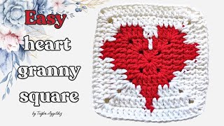 KALPLİ MOTİF * HOW TO CROCHET A GRANNY SQUARE WİTH A HEART * STEP BY STEP * #easycrochet #diy