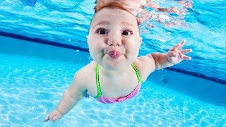 Try Not To Laugh : Funny Reaction when Baby Swimming Underwater | Funny Baby Videos