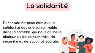 موضوع عن التضامن مترجم بالعربية : تعلم الفرنسية، تدرب على القراءة وانسى مشاكل النطق | la solidarité