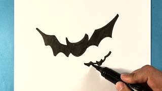 How to Draw Bats - EASY - Halloween Drawings - Draw Easy Things