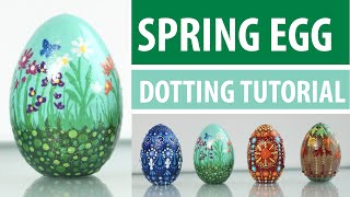 How to paint a Spring Flower Easter Egg - Beginner Dotting Tutorial