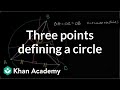 Three points defining a circle | Special properties and parts of triangles | Geometry | Khan Academy