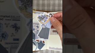 青の素材セットで飾るコラージュ｜scrapbooking｜ASMR