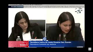 Senadora Indira Rosales, durante su comparecencia de aspirantes ante la Comisión de Justicia