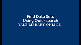 Find Data Sets Using Quicksearch