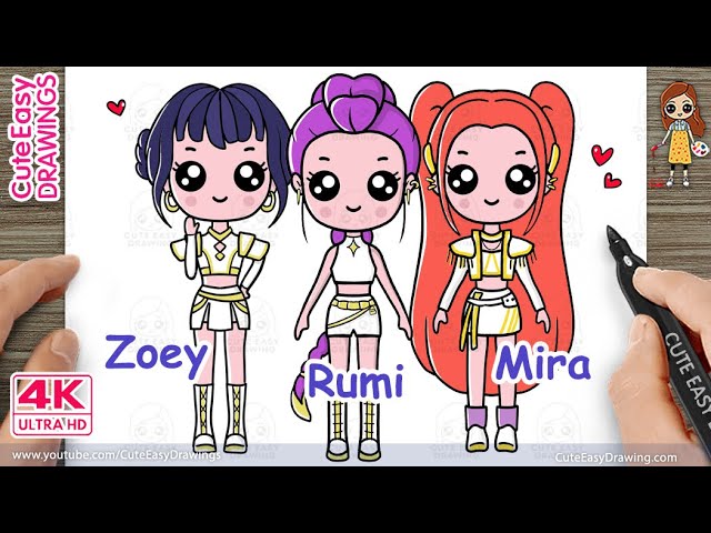 How To Draw Rumi Zoey Mira Kpop Demon Hunters How To Draw