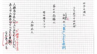 百人一首4 山部赤人　田子の浦にうちいでて見れば白妙の