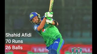 Shahid Afridi's GREAT INNINGS || PSL 2020 || 70 Runs@26 Balls || Multan Sultans VS Lahore Qalandars