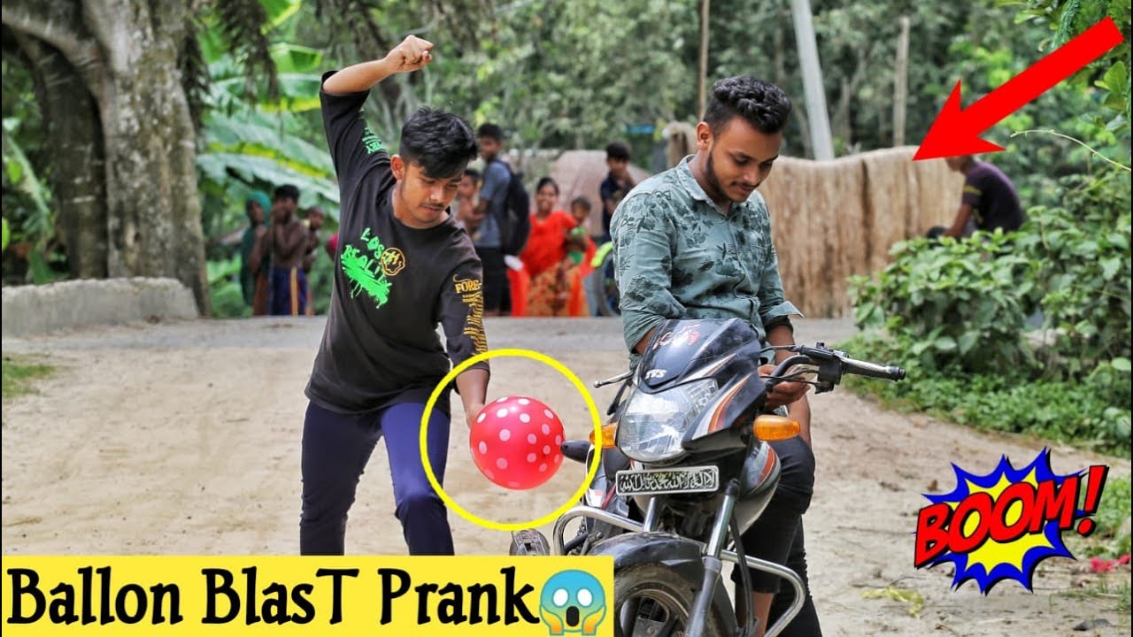 Tyre Blast Prank With Popping Balloons Crazy Reaction With Popping
